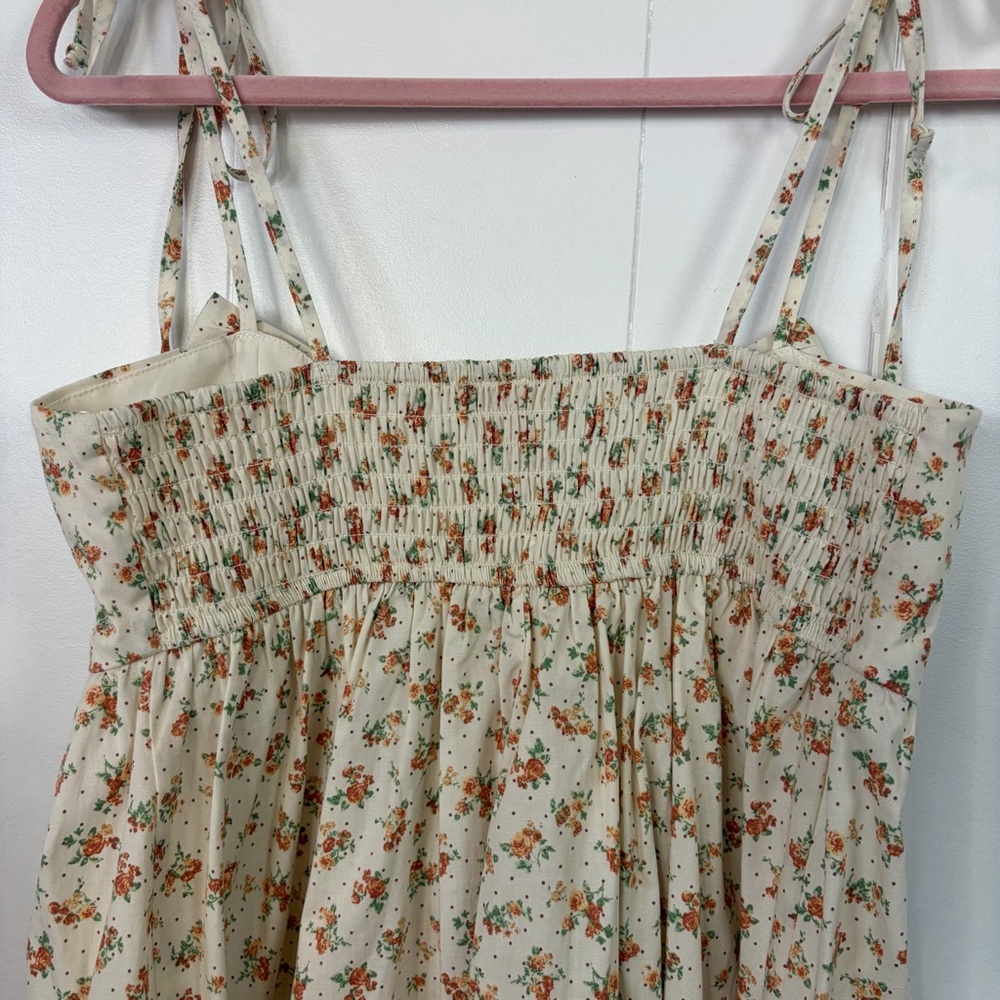 Evolutionary Floral Summer Mini Sundress Bow Dress Boho Cottagecore size medium - Picture 10 of 13